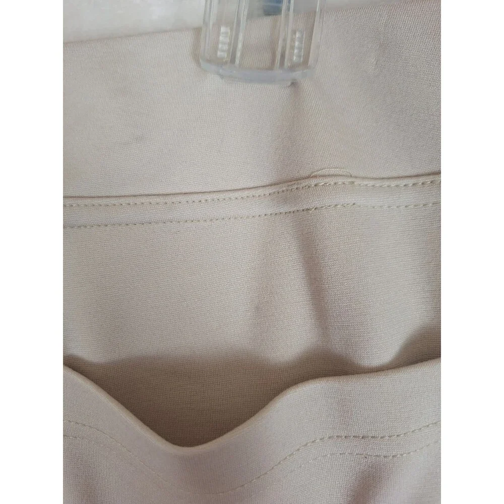 Belle Kim Gravel Petite Crop Ponte Pants Tan Womens 10 Pull On Pockets